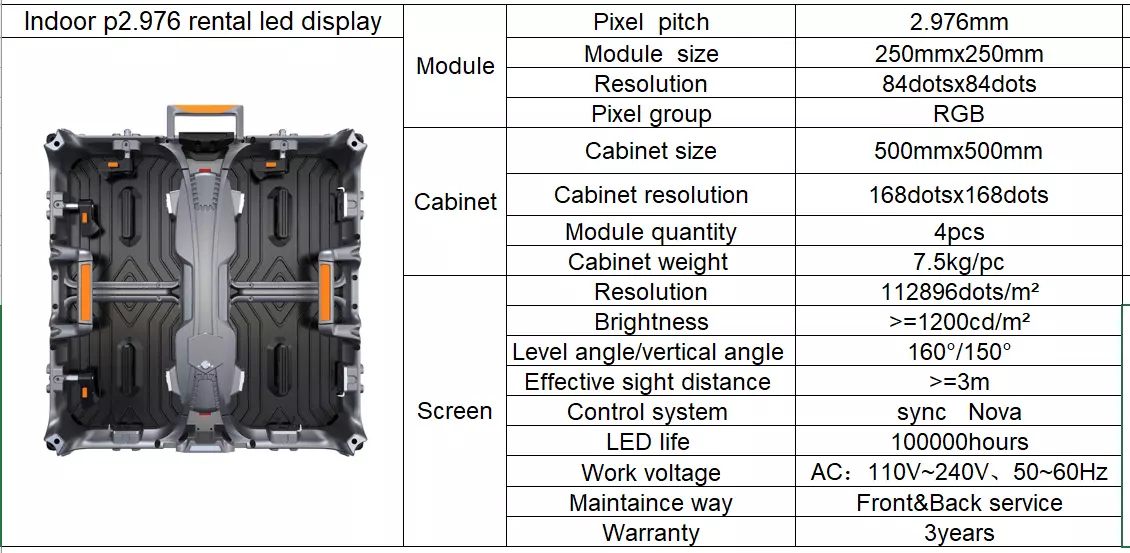 indoor led screen full color p2.976 p3.91 p4.81 rental led display