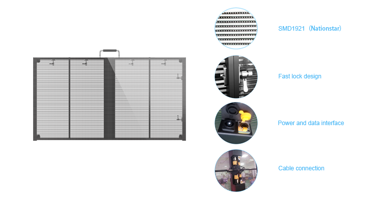 P3.91 HD full color indoor advertising transparent led display