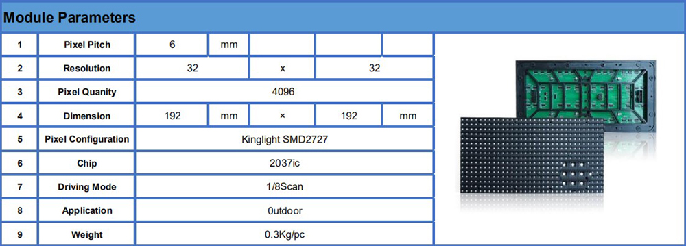 P6 outdoor RGB full color pixels pitch panel SMD dot matrix led display screen