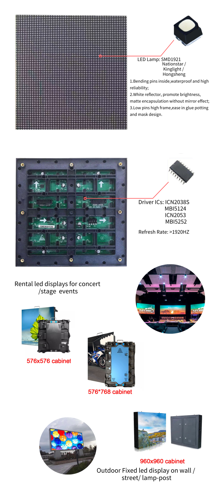 Outdoor full color led video panel led module P3 192x192mm