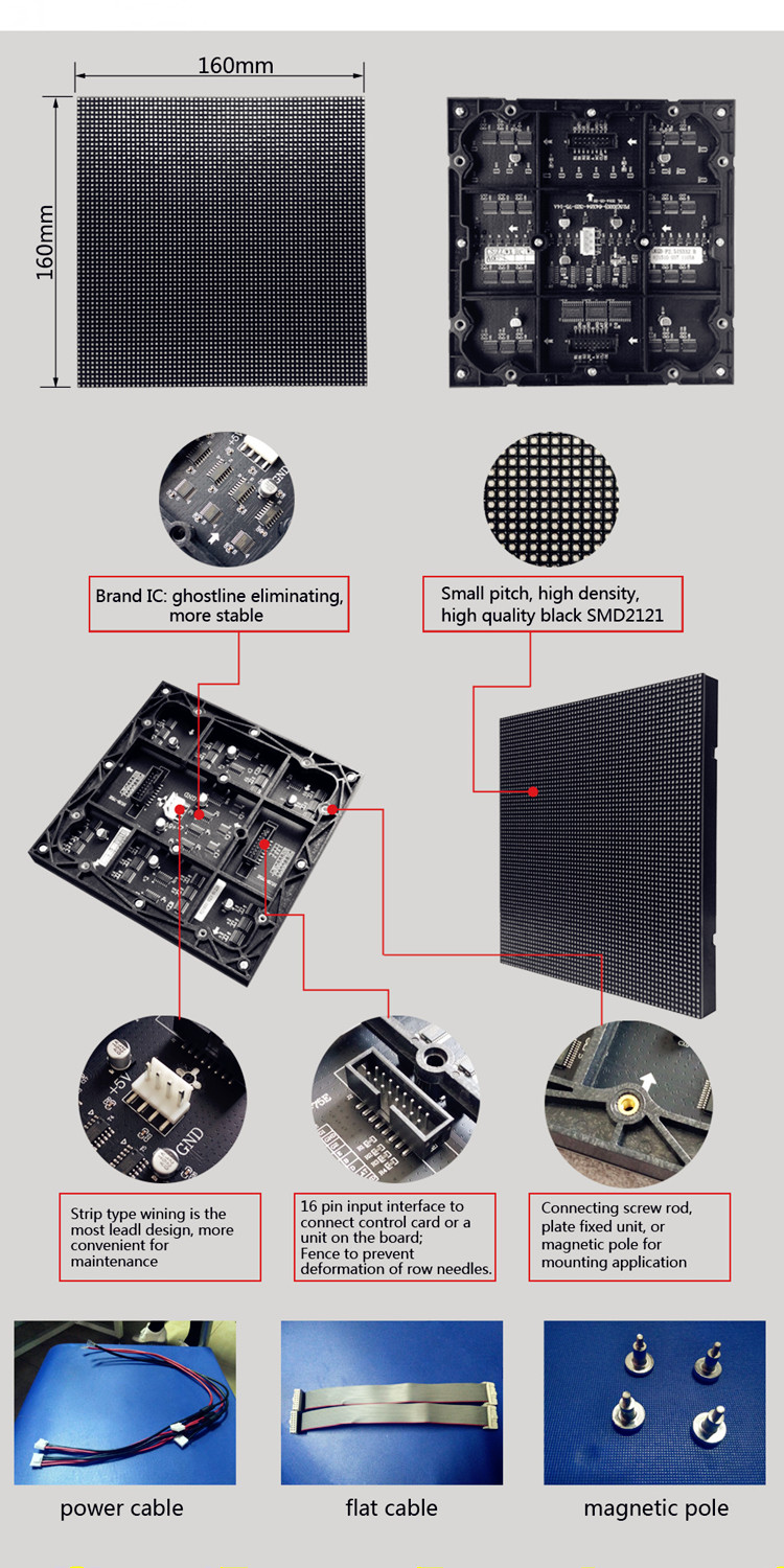 P2.5 indoor full color led display module 64x64 rgb led matrix panel
