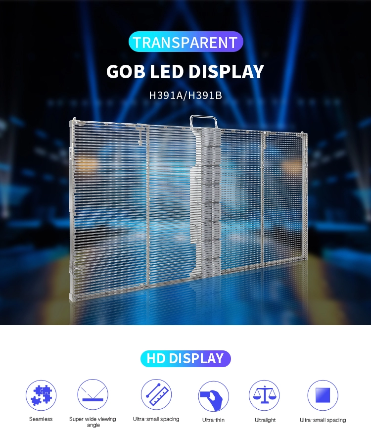 P3.91-7.82 1000X1000 1/8s Transparent LED display die-cast aluminum window screen