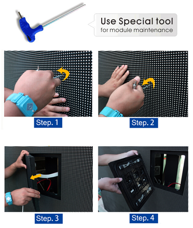 P8 P10 Front service/access outdoor led wall
