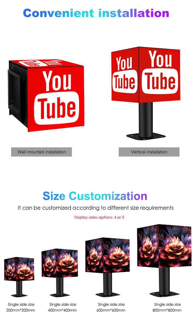 P2.5  Creative logo sign square magic cube led screen display